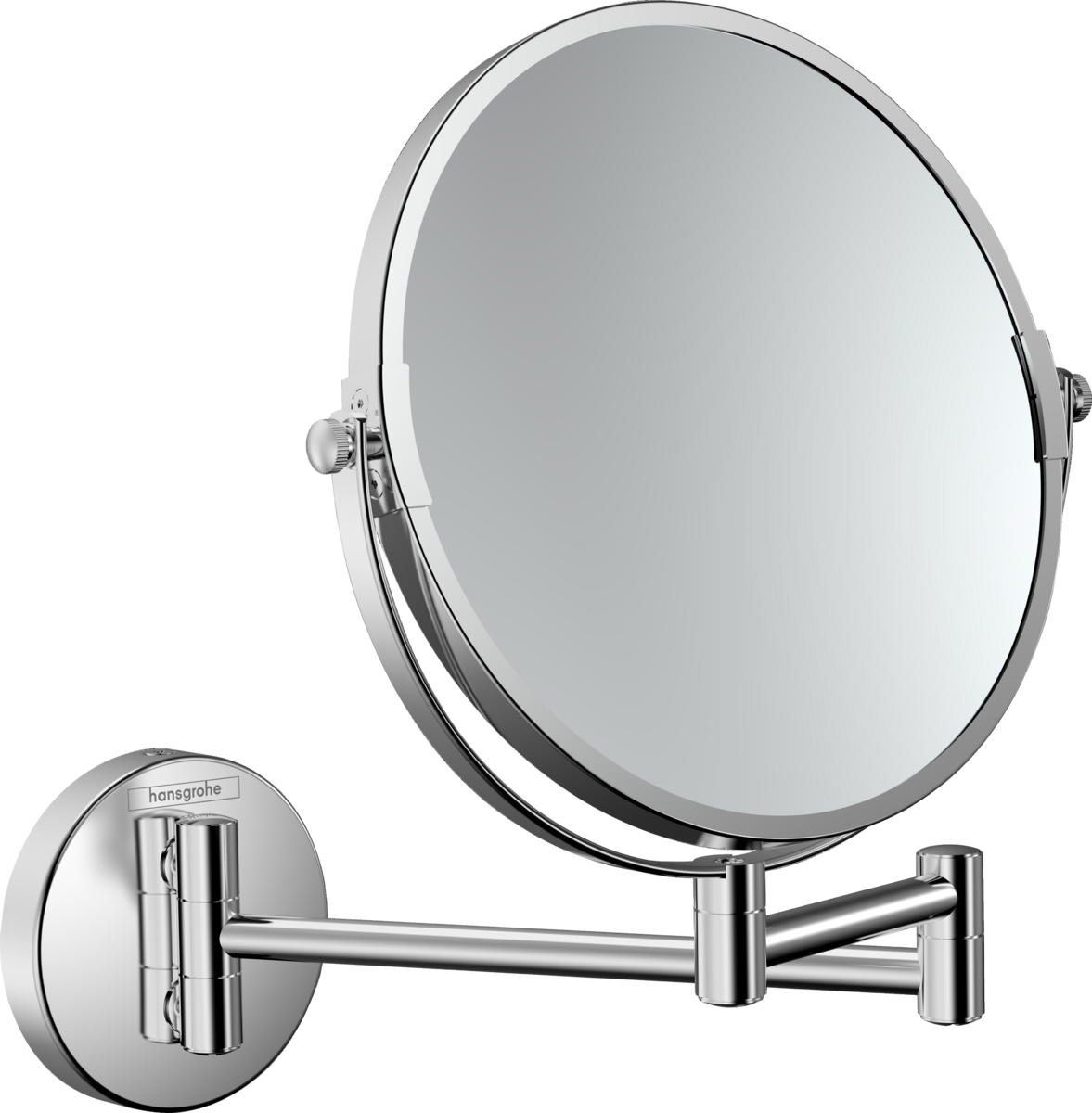 Hansgrohe Logis Universal chrome plated shaving mirror with 360-degree swivel and wall mount, modern bathroom accessory