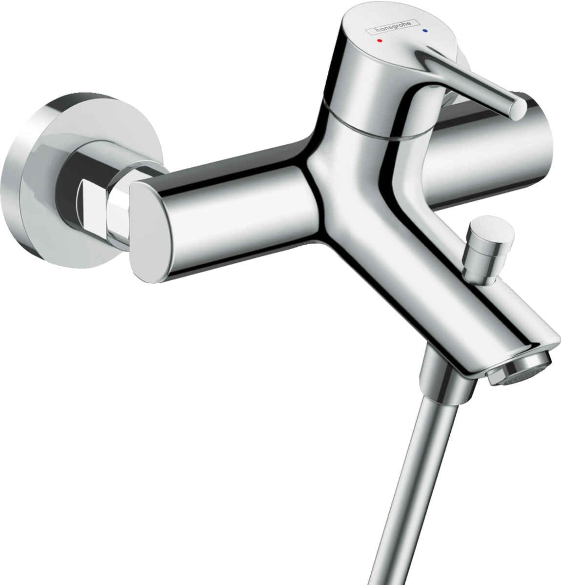 Hansgrohe Talis S single lever manual bath mixer in chrome for exposed installation with 15.3 cm center distance