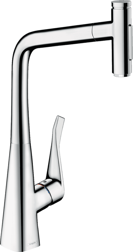 Hansgrohe Metris Select M71 Single Lever Kitchen Mixer 320 With Pull - out Spray And Sbox 2 Spray Modes - Chrome - 73816000 - TAP 'N' SHOWER