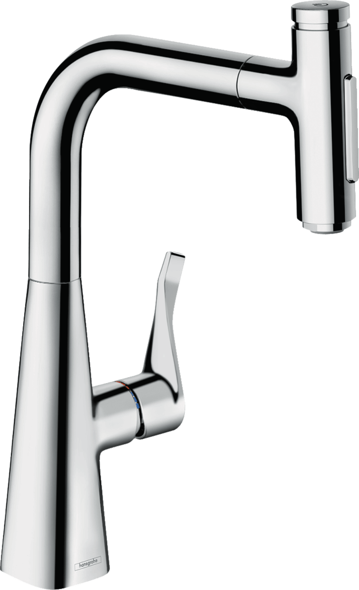Hansgrohe Metris Select M71 Single Lever Kitchen Mixer 240 With Pull - out Spray And Sbox 2 Spray Modes - Chrome - 73817000 - TAP 'N' SHOWER