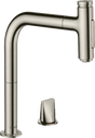 Hansgrohe Metris Select M71 2 - hole Single Lever Kitchen Mixer 200 With Pull - out Spray And Sbox 2 Spray Modes - Stainless Steel - 73818800 - TAP 'N' SHOWER