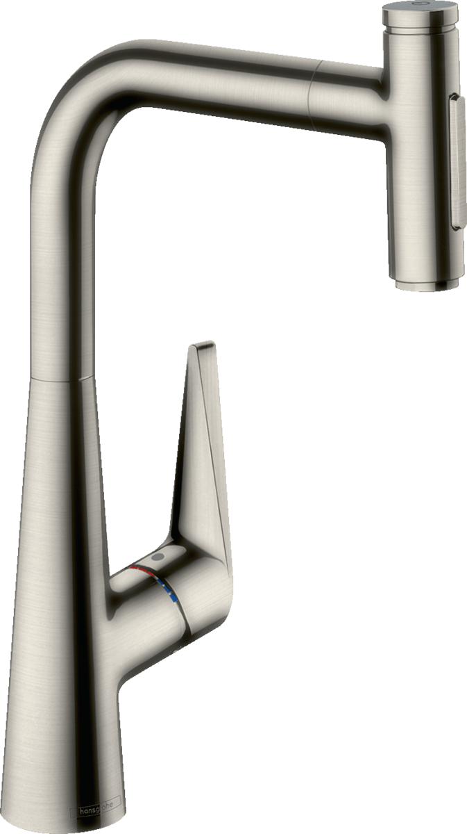 Hansgrohe Talis Select M51 Single Lever Kitchen Mixer With Pull - out Spray - Stainless Steel - 72823800 - TAP 'N' SHOWER