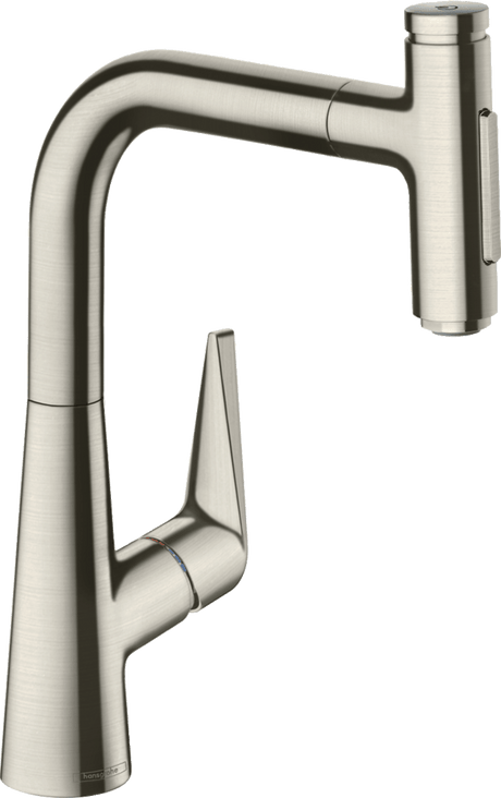 Hansgrohe Talis Select M51 Single Lever Kitchen Mixer 220 With Pull - out Spray And Sbox 2 Spray Modes - Stainless Steel - 73868800 - TAP 'N' SHOWER