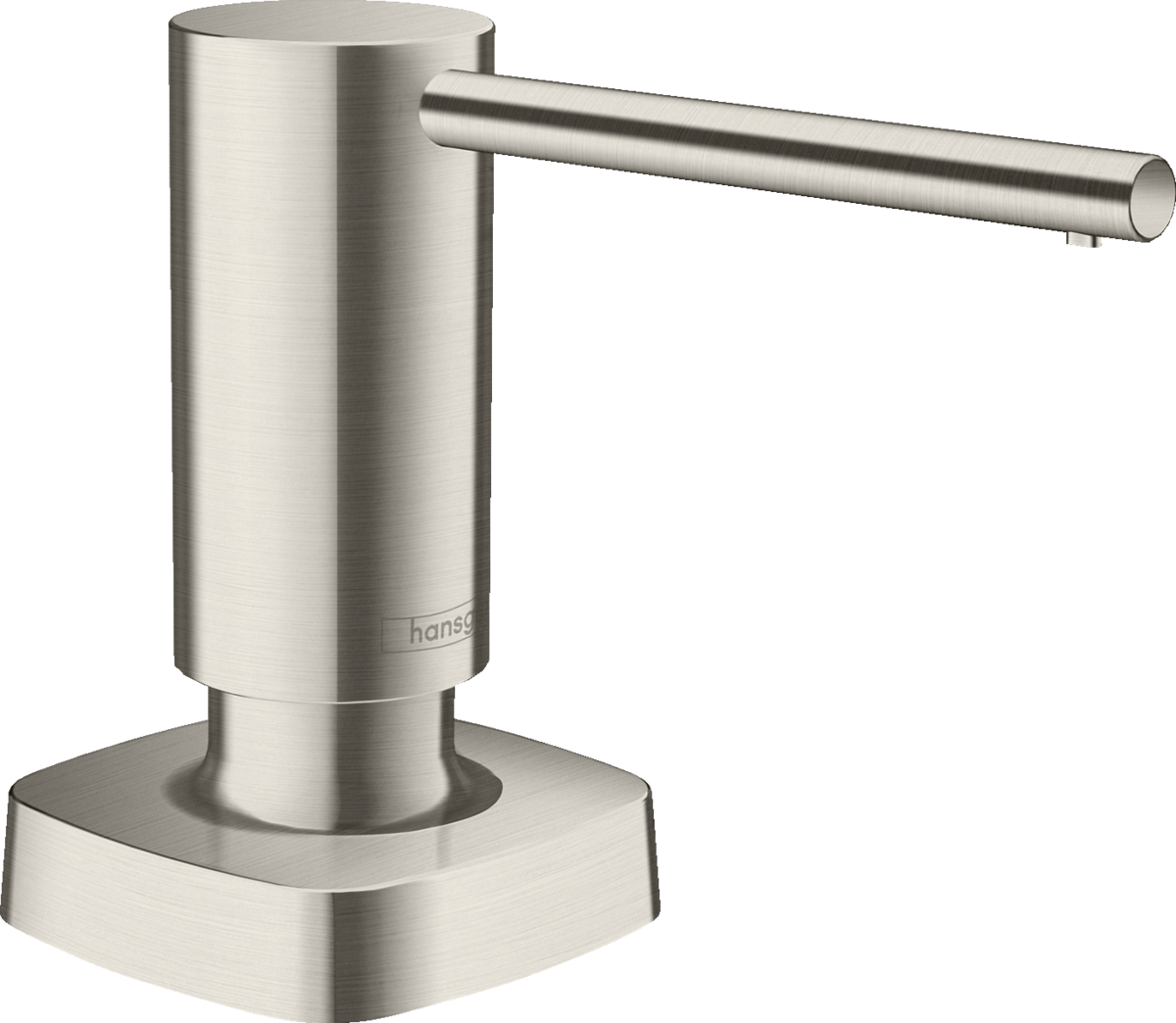 Hansgrohe A71 Soap Dispenser in stainless steel with sleek modern design and easy top refill pump