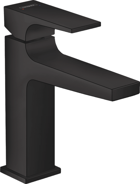 Hansgrohe Metropol Single Lever Basin Mixer 110 with Lever Handle and Push - open Waste - Matt Black - 32507670 - TAP 'N' SHOWER