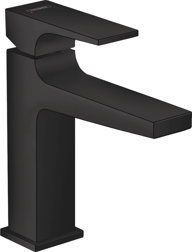 Hansgrohe Metropol Single Lever Basin Mixer 110 with Lever Handle and Push - open Waste - Matt Black - 32507670 - TAP 'N' SHOWER