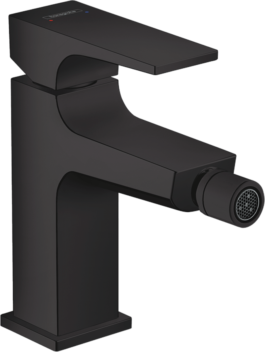 Hansgrohe Metropol Single Lever Bidet Mixer wWith Lever Handle and Push - open Waste - Matt Black - 32520670 - TAP 'N' SHOWER