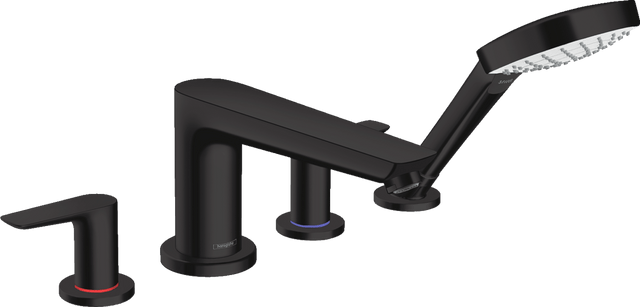 Hansgrohe Talis E 4 - hole Rim - Mounted Bath Mixer - Matt Black - 71748670 - TAP 'N' SHOWER