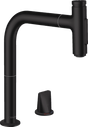 Hansgrohe Metris Select M71 2 - hole Single Lever Kitchen Mixer 200 With Pull - out Spray And Sbox 2 Spray Modes - Matt Black - 73818670 - TAP 'N' SHOWER