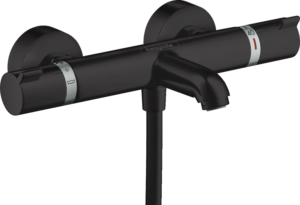 Hansgrohe Ecostat Thermostatic Bath Mixer Comfort For Exposed Installation - Matt Black - 13114670 - TAP 'N' SHOWER