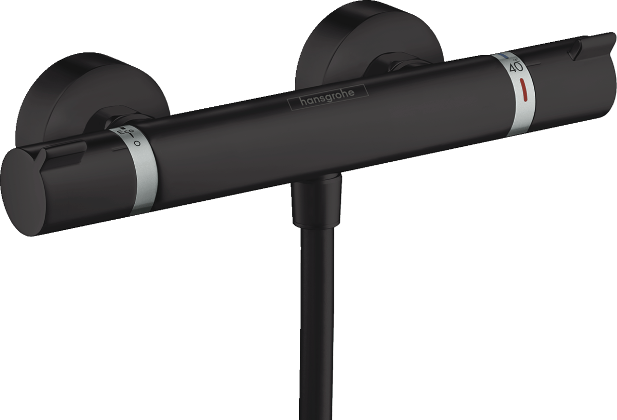 Hansgrohe Ecostat Thermostatic Shower Mixer Comfort For Exposed Installation - Matt Black - 13116670 - TAP 'N' SHOWER