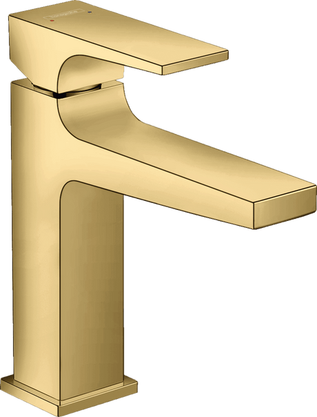 Hansgrohe Metropol Single Lever Basin Mixer 110 with Lever Handle and Push - open Waste - Polished Gold Optic - 32507990 - TAP 'N' SHOWER