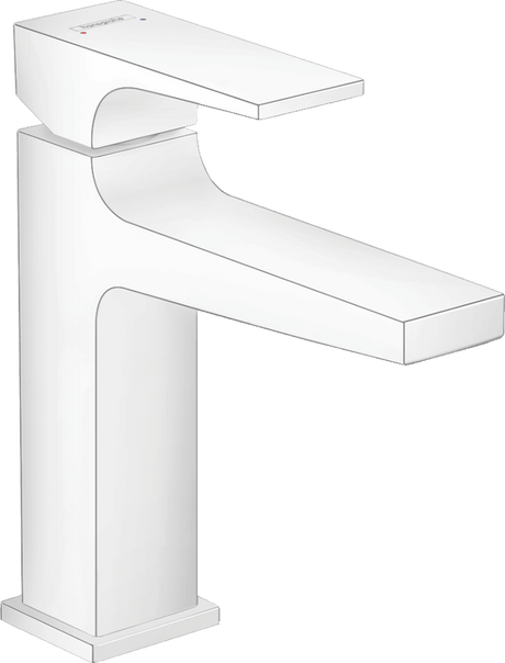 Hansgrohe Metropol Single Lever Basin Mixer 110 with Lever Handle and Push - open Waste - Matt White - 32507700 - TAP 'N' SHOWER