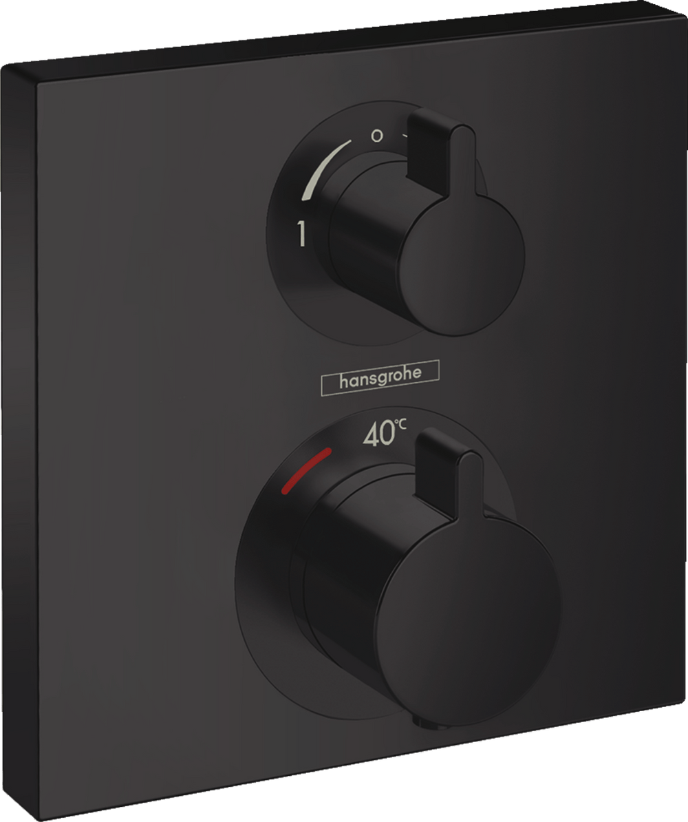 Hansgrohe Ecostat Square Thermostatic Mixer For Concealed Installation For 2 Outlets - Matt Black - 15714670 - TAP 'N' SHOWER