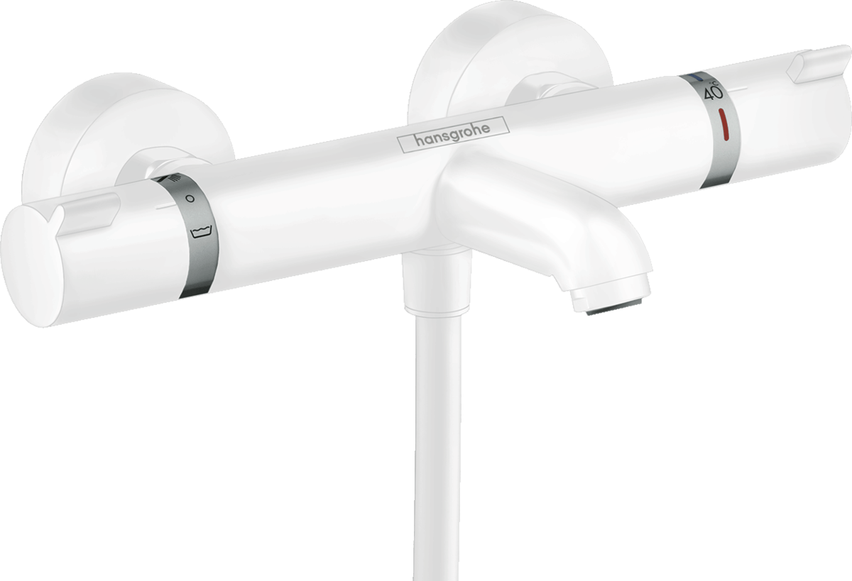 Hansgrohe Ecostat Thermostatic Bath Mixer Comfort For Exposed Installation - Matt White - 13114700 - TAP 'N' SHOWER