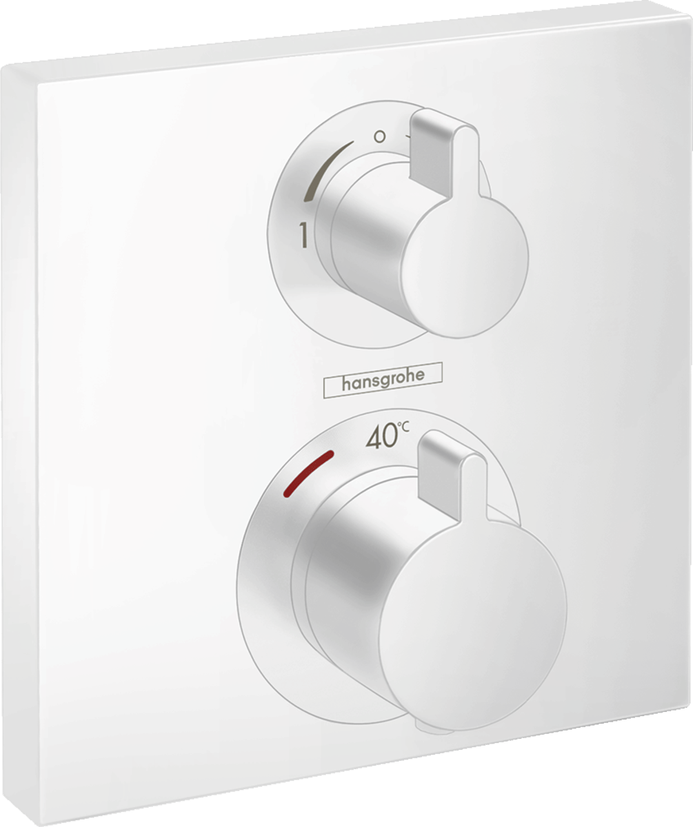 Hansgrohe Ecostat Square Thermostatic Mixer For Concealed Installation For 2 Outlets - Matt White - 15714700 - TAP 'N' SHOWER