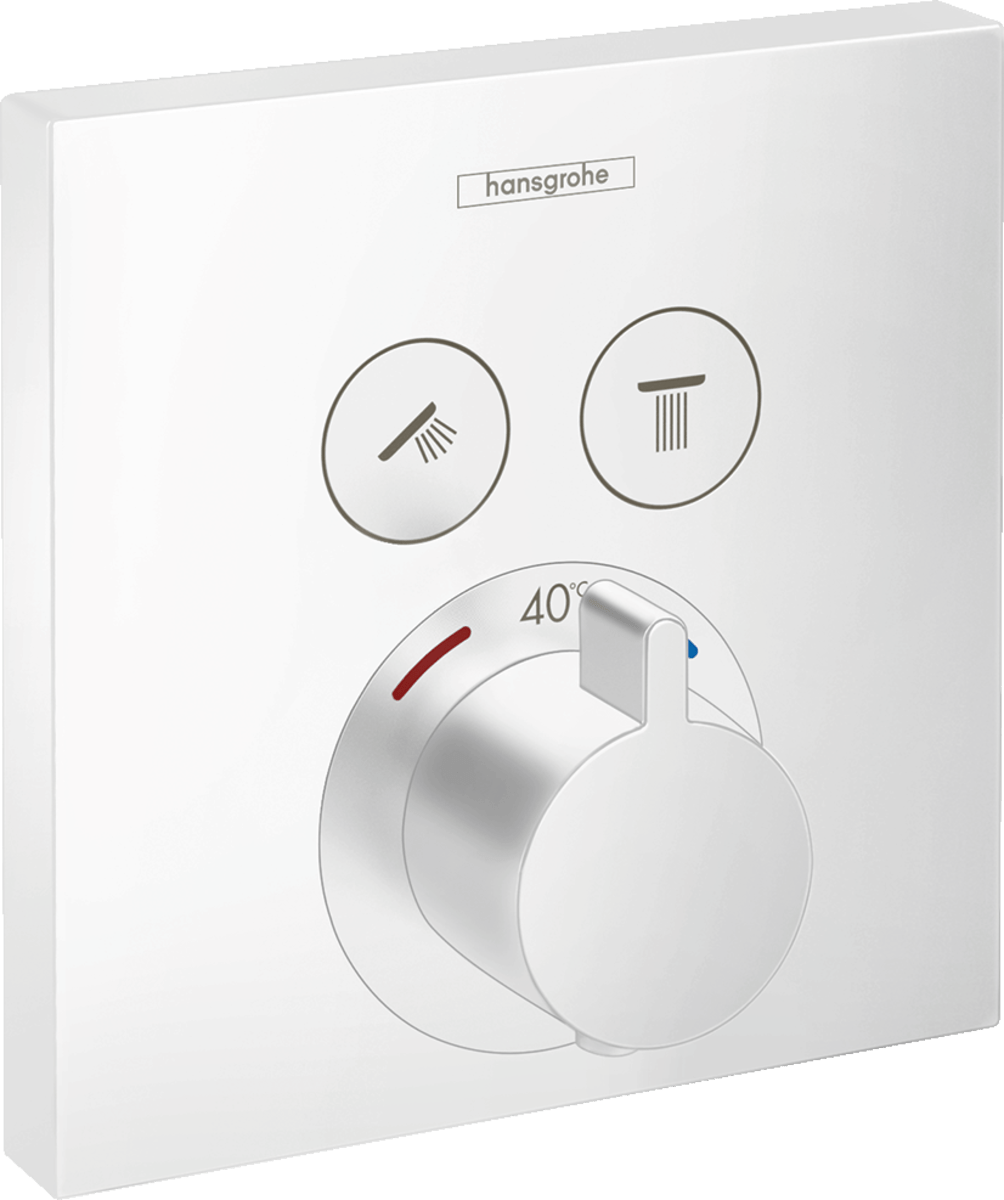 Hansgrohe ShowerSelect Thermostatic Mixer For Concealed Installation For 2 Outlets - Matt White - 15763700 - TAP 'N' SHOWER