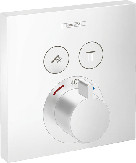 Hansgrohe ShowerSelect Thermostatic Mixer For Concealed Installation For 2 Outlets - Matt White - 15763700 - TAP 'N' SHOWER