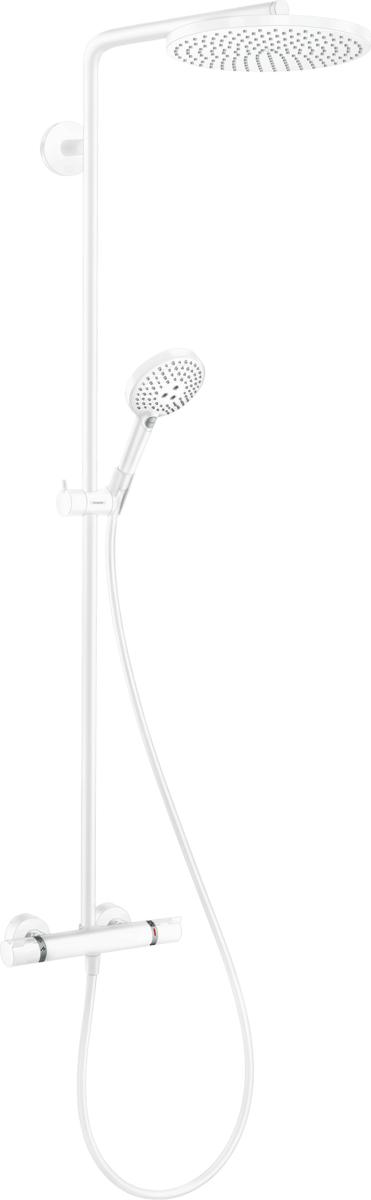 Hansgrohe Raindance Select S Showerpipe 240 1jet Powderrain With Thermostatic Shower Mixer - Matt White - 27633700 - TAP 'N' SHOWER