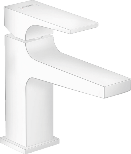 Hansgrohe Metropol Single Lever Basin Mixer 100 with Lever Handle For Cloakroom Basins with Push - open Waste - Matt White - 32500700 - TAP 'N' SHOWER