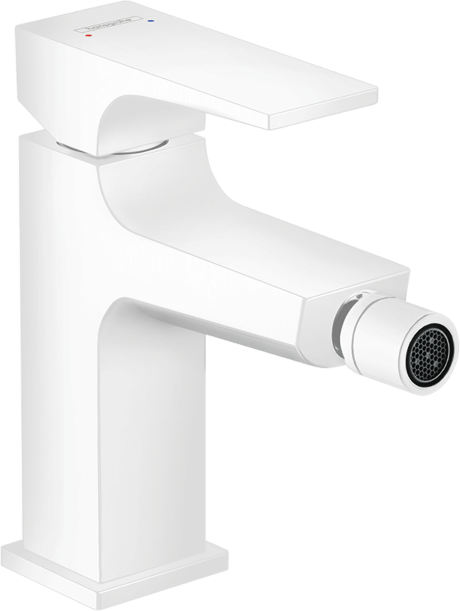 Hansgrohe Metropol Single Lever Bidet Mixer wWith Lever Handle and Push - open Waste - Matt White - 32520700 - TAP 'N' SHOWER