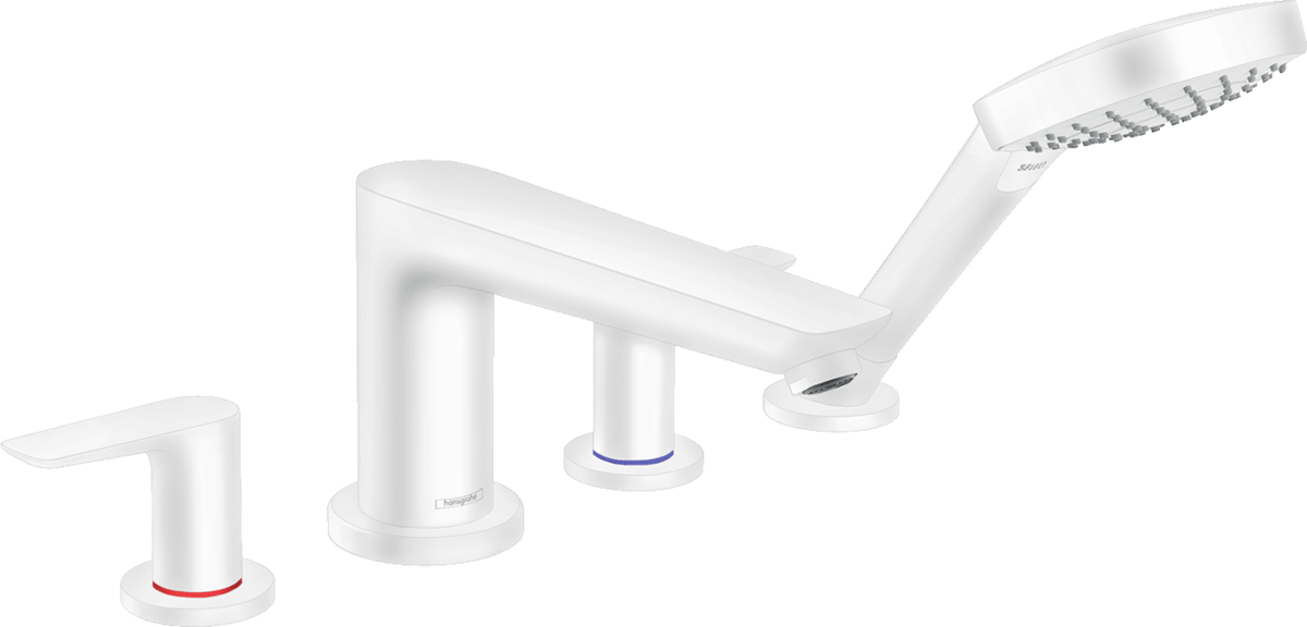 Hansgrohe Talis E 4 - hole Rim - Mounted Bath Mixer - Matt White - 71748700 - TAP 'N' SHOWER