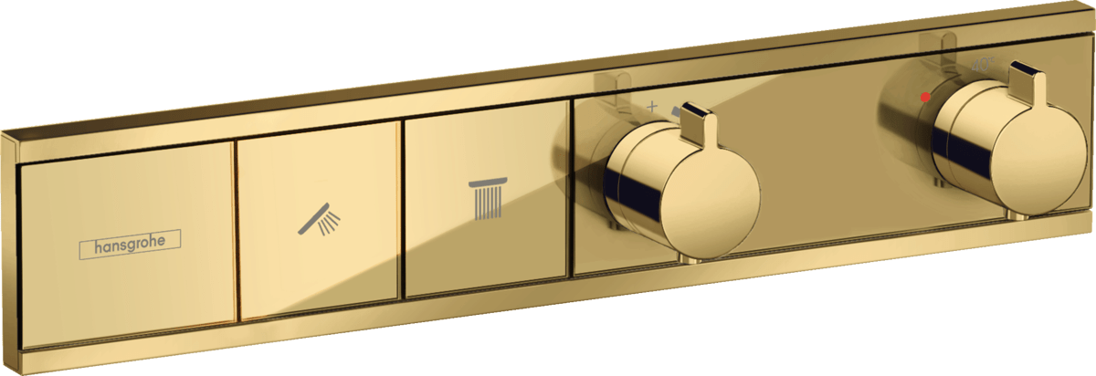 Hansgrohe RainSelect Thermostat For Concealed Installation For 2 Functions - Polished Gold Optic - 15380990 - TAP 'N' SHOWER