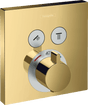Hansgrohe ShowerSelect Thermostatic Mixer For Concealed Installation For 2 Outlets - Polished Gold Optic - 15763990 - TAP 'N' SHOWER