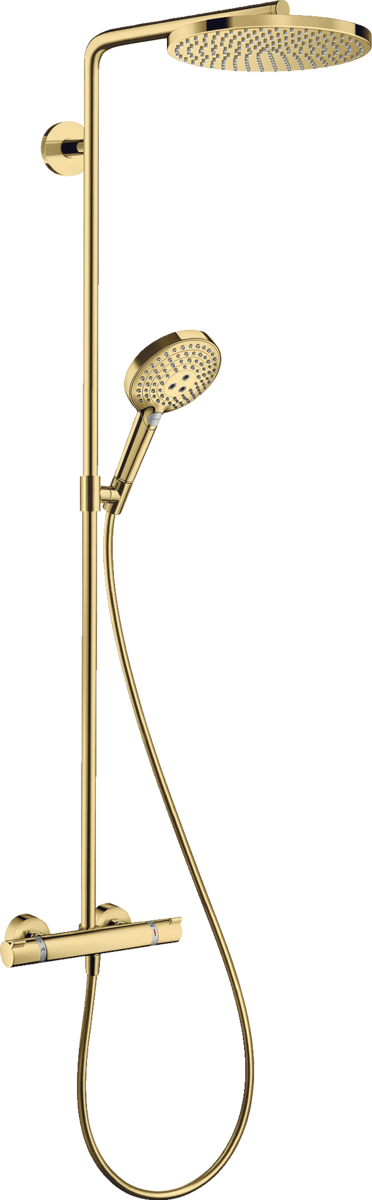 Hansgrohe Raindance Select S Showerpipe 240 1jet Powderrain With Thermostatic Shower Mixer - Polished Gold - opti - 27633990 - TAP 'N' SHOWER