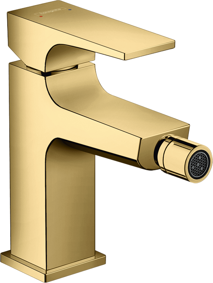 Hansgrohe Metropol Single Lever Bidet Mixer wWith Lever Handle and Push - open Waste - Polished Gold Optic - 32520990 - TAP 'N' SHOWER