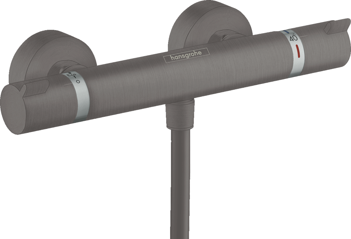 Hansgrohe Ecostat Thermostatic Shower Mixer Comfort For Exposed Installation - Brushed Black Chrome - 13116340 - TAP 'N' SHOWER