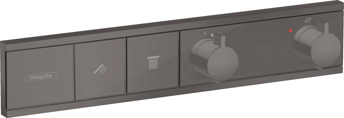 Hansgrohe RainSelect Thermostat For Concealed Installation For 2 Functions - Brushed Black Chrome - 15380340 - TAP 'N' SHOWER