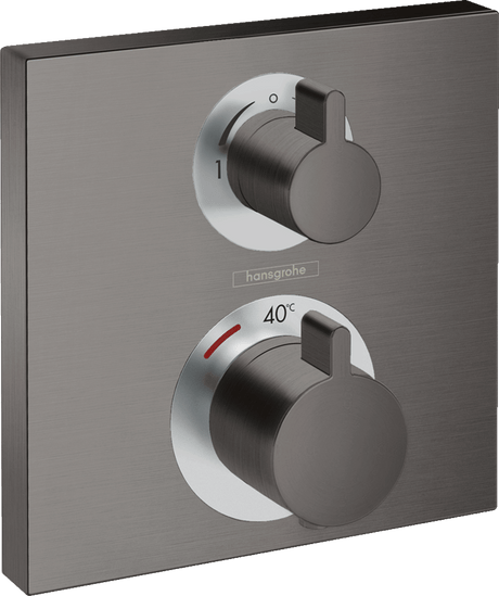 Hansgrohe Ecostat Square Thermostatic Mixer For Concealed Installation For 2 Outlets - Brushed Black Chrome - 15714340 - TAP 'N' SHOWER