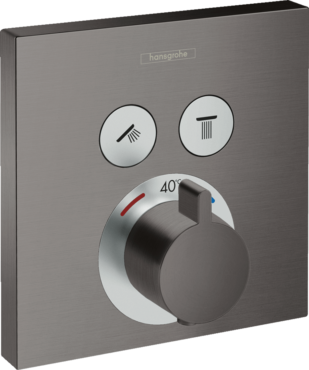 Hansgrohe ShowerSelect Thermostatic Mixer For Concealed Installation For 2 Outlets - Brushed Black Chrome - 15763340 - TAP 'N' SHOWER