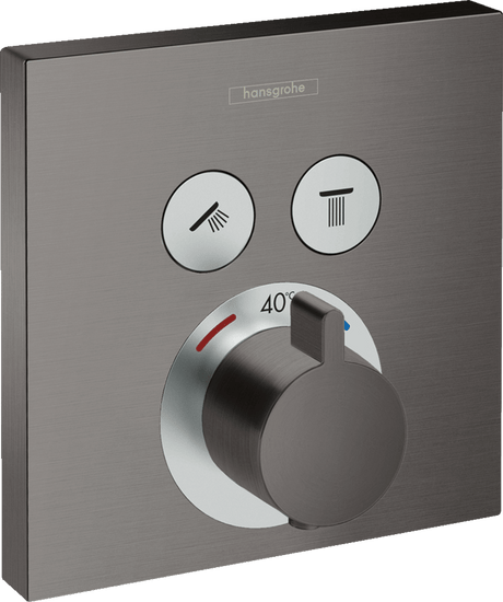 Hansgrohe ShowerSelect Thermostatic Mixer For Concealed Installation For 2 Outlets - Brushed Black Chrome - 15763340 - TAP 'N' SHOWER