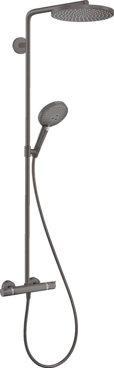Hansgrohe Raindance Select S Showerpipe 240 1jet Powderrain With Thermostatic Shower Mixer - Brushed Black Chrome - 27633340 - TAP 'N' SHOWER
