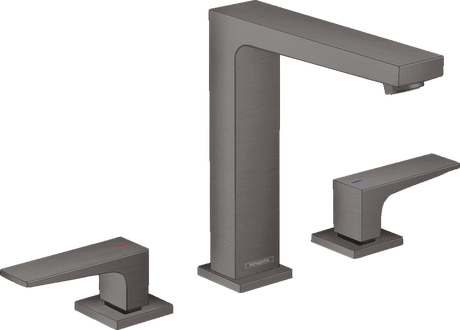 Hansgrohe Metropol 3 - hole Basin Mixer 160 with Lever Handles and Push - open Waste - Brushed Black Chrome - 32515340 - TAP 'N' SHOWER
