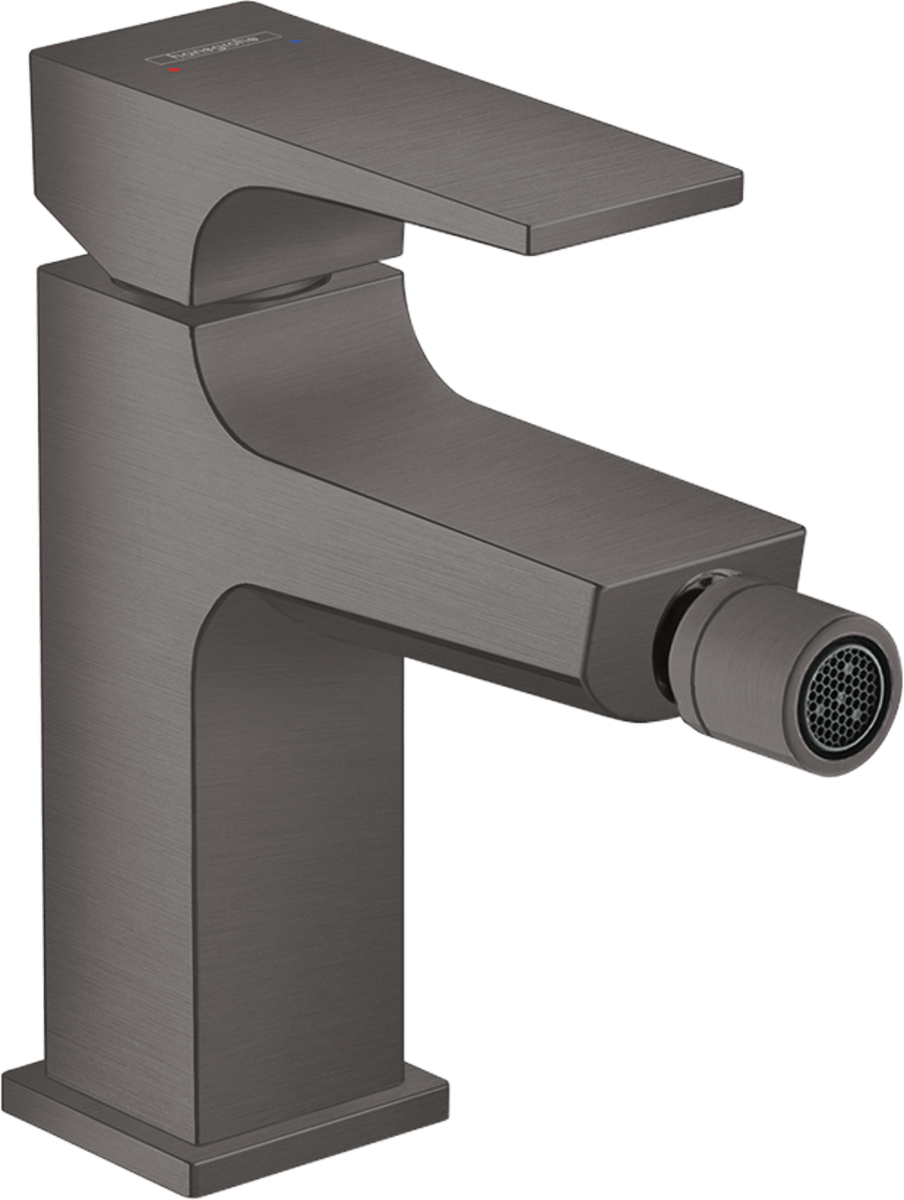 Hansgrohe Metropol Single Lever Bidet Mixer wWith Lever Handle and Push - open Waste - Brushed Black Chrome - 32520340 - TAP 'N' SHOWER