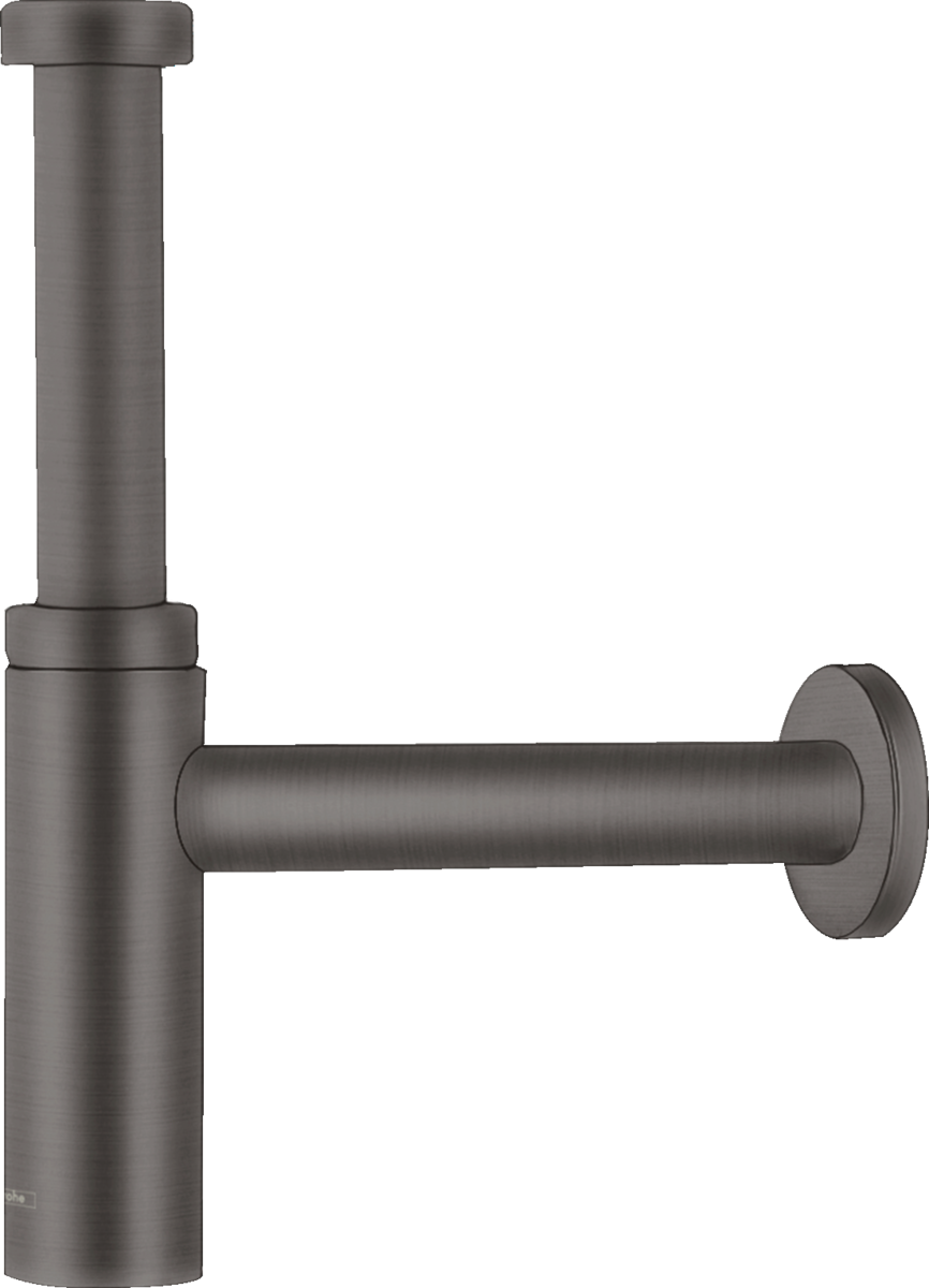 Hansgrohe Bottle Trap Flowstar S in brushed black chrome for efficient drainage and modern bathroom style