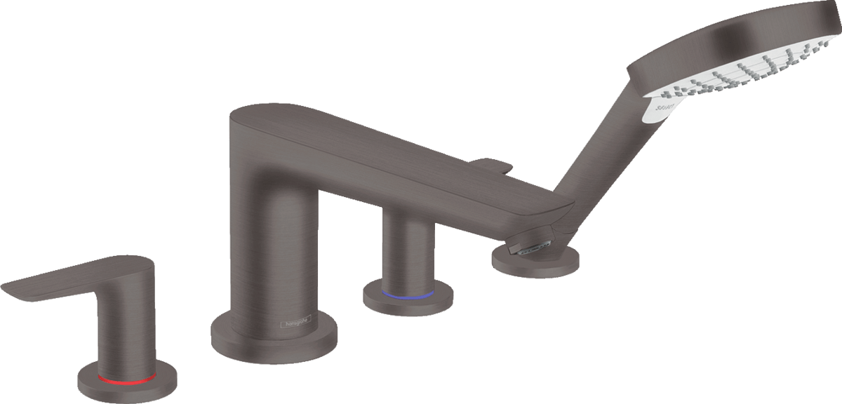 Hansgrohe Talis E 4 - hole Rim - Mounted Bath Mixer - Brushed Black Chrome - 71748340 - TAP 'N' SHOWER