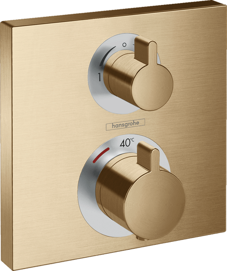 Hansgrohe Ecostat Square Thermostatic Mixer For Concealed Installation For 2 Outlets - Brushed Bronze - 15714140 - TAP 'N' SHOWER