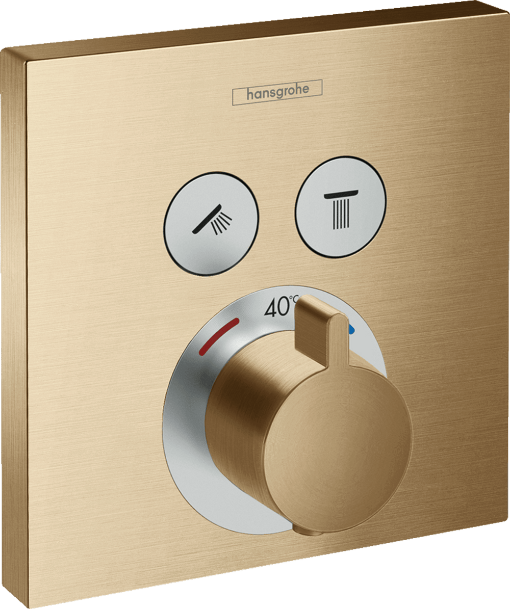 Hansgrohe ShowerSelect Thermostatic Mixer For Concealed Installation For 2 Outlets - Brushed Bronze - 15763140 - TAP 'N' SHOWER