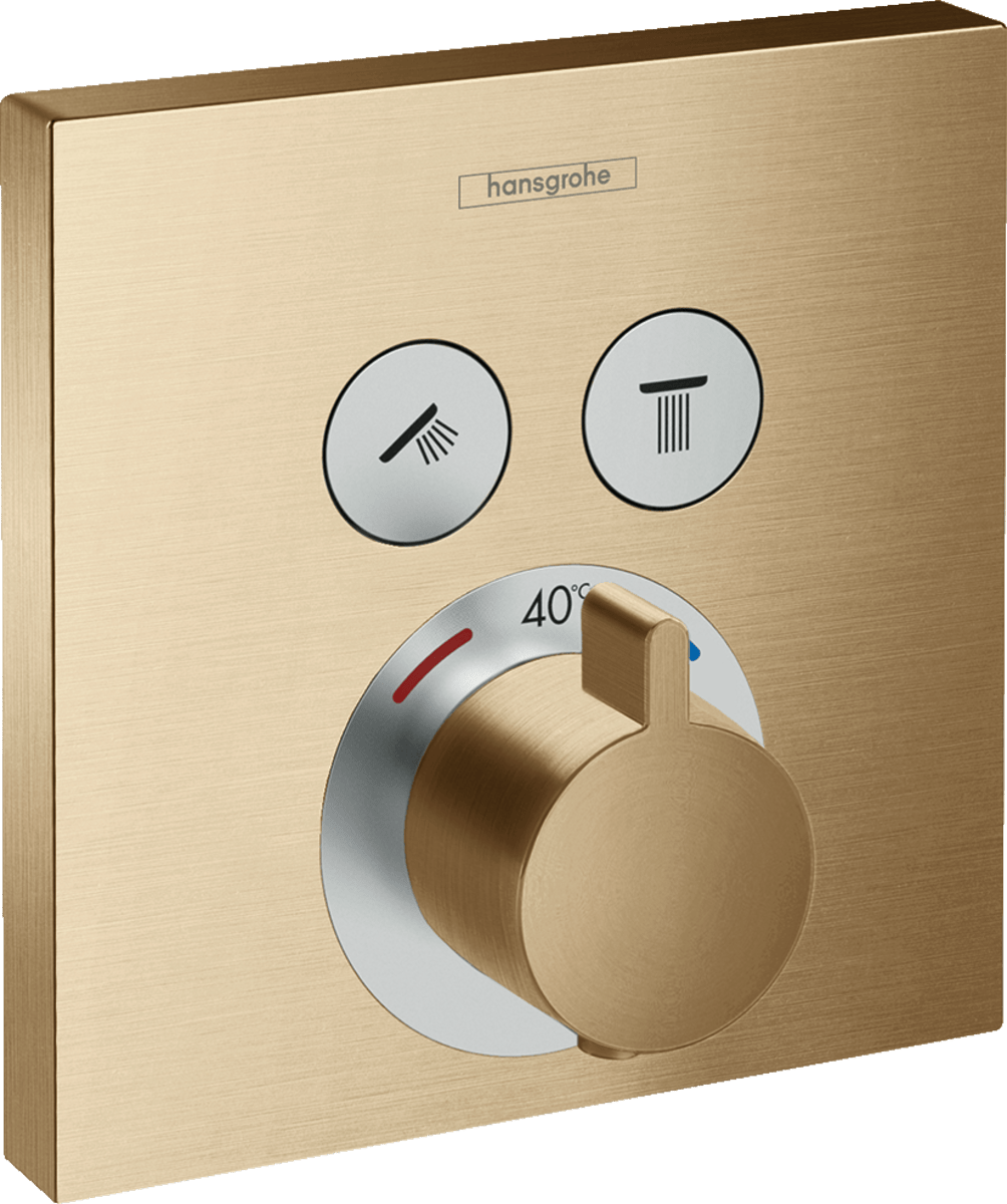 Hansgrohe ShowerSelect Thermostatic Mixer For Concealed Installation For 2 Outlets - Brushed Bronze - 15763140 - TAP 'N' SHOWER