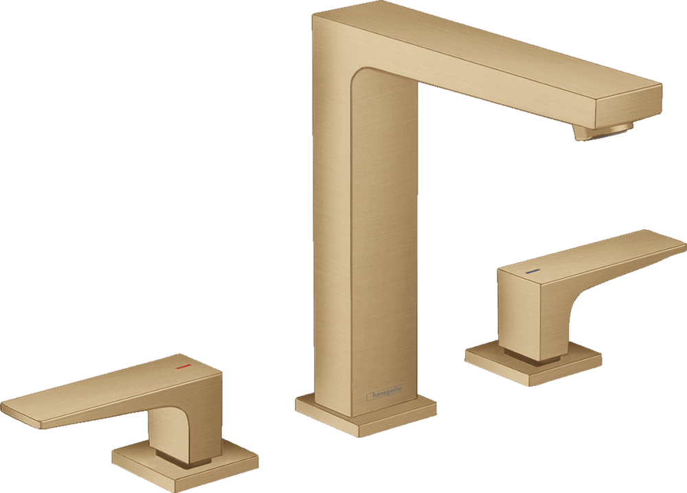 Hansgrohe Metropol 3 - hole Basin Mixer 160 with Lever Handles and Push - open Waste - Brushed Bronze - 32515140 - TAP 'N' SHOWER
