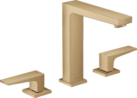 Hansgrohe Metropol 3 - hole Basin Mixer 160 with Lever Handles and Push - open Waste - Brushed Bronze - 32515140 - TAP 'N' SHOWER