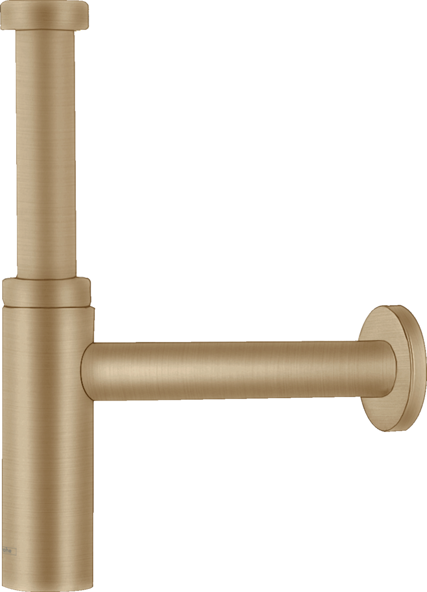 Hansgrohe Bottle Trap Flowstar S in brushed bronze finish with adjustable height and stainless steel construction for efficient bathroom drainage.