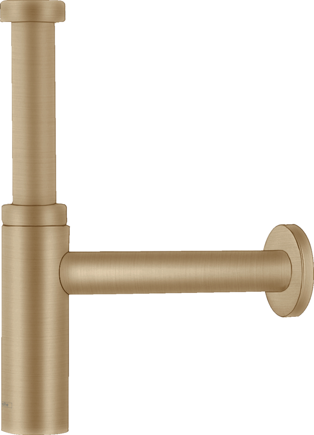 Hansgrohe Bottle Trap Flowstar S in brushed bronze finish with adjustable height and stainless steel construction for efficient bathroom drainage.