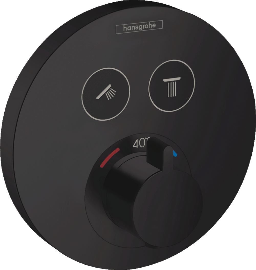 Hansgrohe Showerselect S Thermostatic Mixer For Concealed Installation For 2 Outlets - Matt Black - 15743670 - TAP 'N' SHOWER
