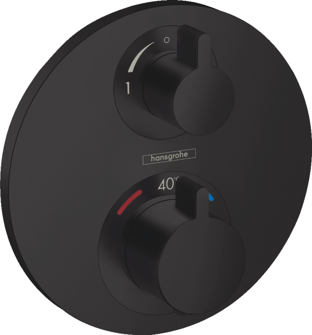 Hansgrohe Ecostat S Thermostatic Mixer For Concealed Installation For 2 Outlets With Shut - off Diverter Valve - Matt Black - 15758670 - TAP 'N' SHOWER