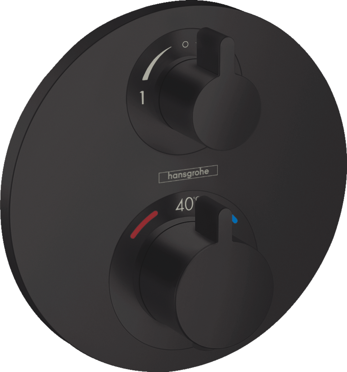 Hansgrohe Ecostat S Thermostatic Mixer For Concealed Installation For 2 Outlets With Shut - off Diverter Valve - Matt Black - 15758670 - TAP 'N' SHOWER